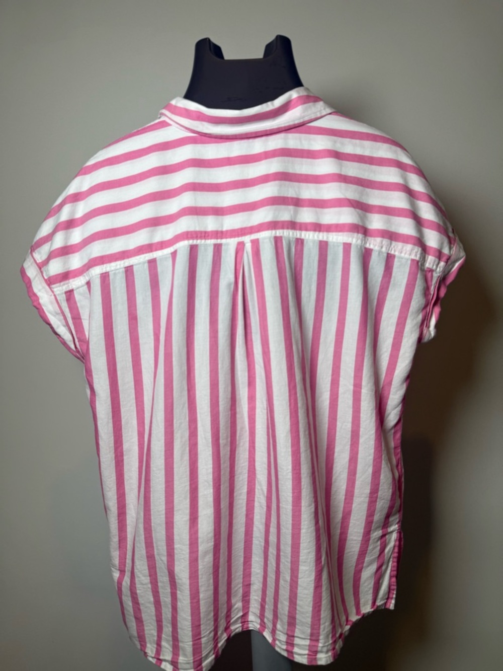 Style & Co -Pink Striped Button-Up Short Sleeve Top - Casual Women’s Shirt - Picture 8 of 11